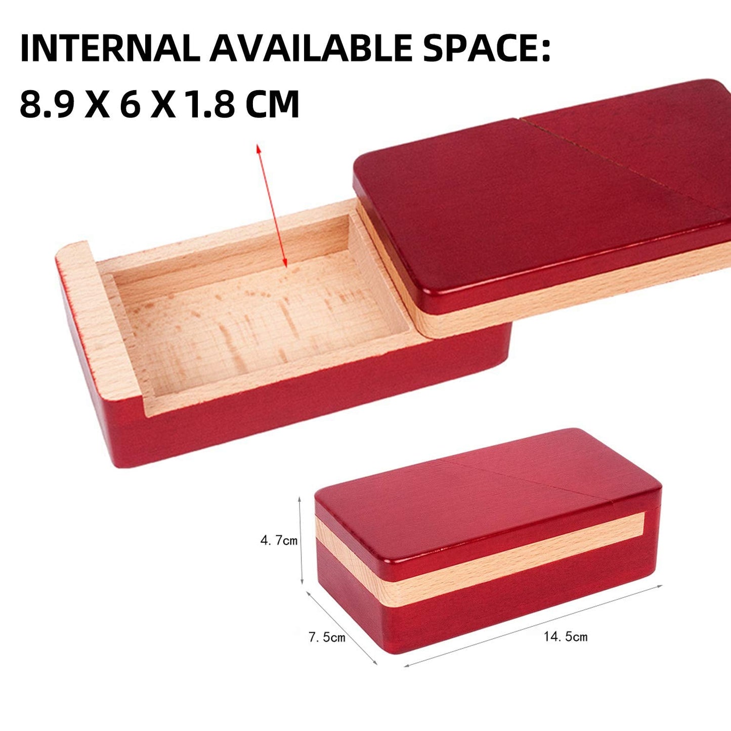 DC-BEAUTIFUL Impossible Puzzle Master Secret Opening Wooden Red Magic Box with Secret Drawer - Mysterious Gift Puzzle
