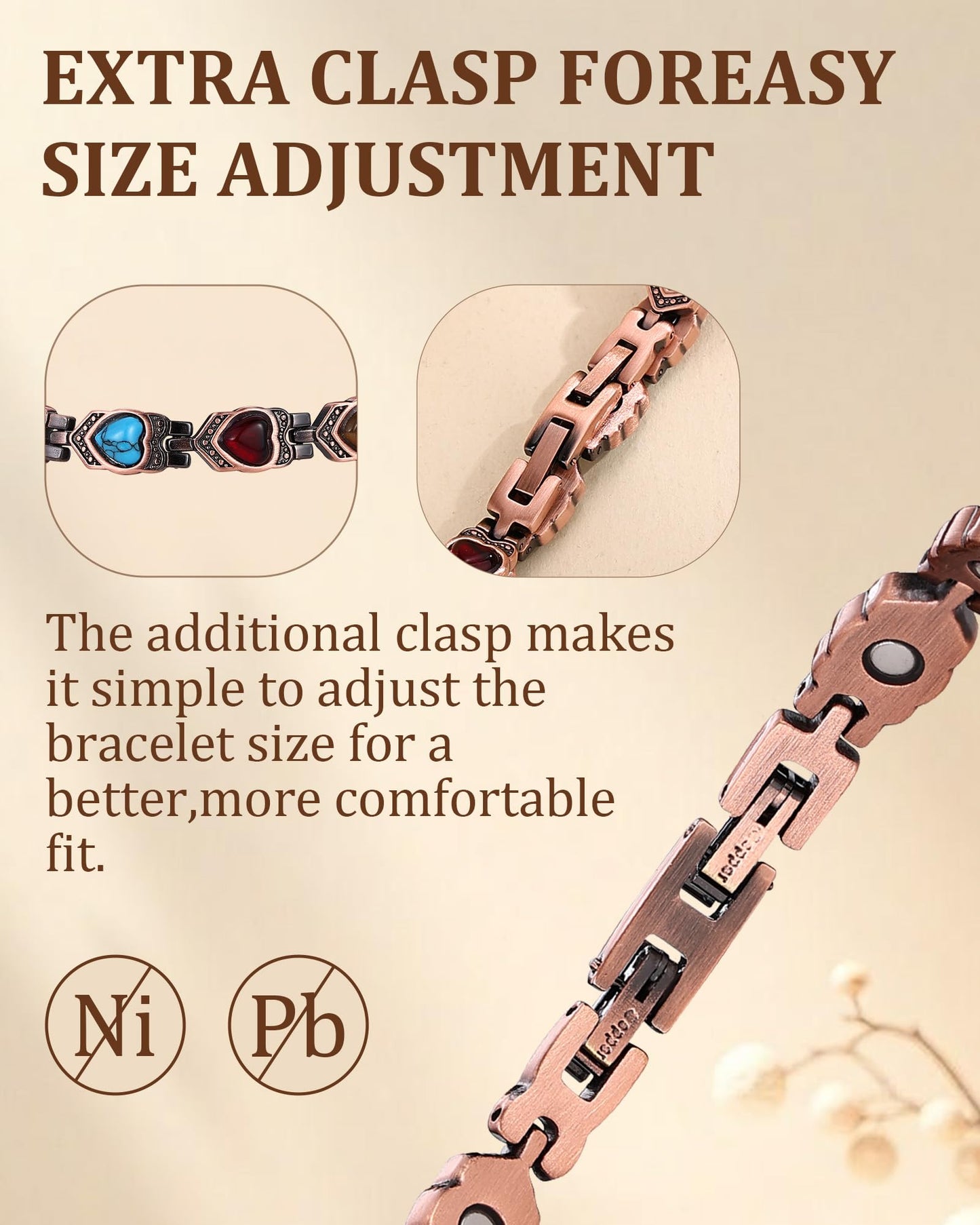 Fashtour 99.99% Pure Copper Bracelets for Women, Heart Wire Design Adjustable Jewelry with 3800 Gauss Ultra Magnets and Sizing Tool, Elegant Gift Box and Sizing Tool