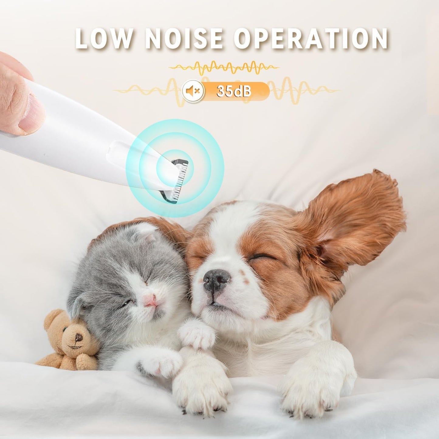 MOONEON 2026 New Pet Precision Trimmer, Dog Paw Trimmer with LED Light, Low Noise, IP68 Waterproof, Dual-Speed Motor, Suit for Trimming Paw, Ear, Face, Butt, Eyebrows, USB Rechageble