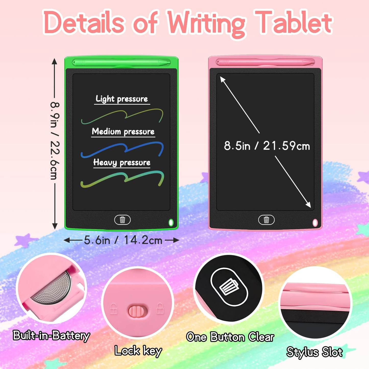Writing Tablet for Kids LCD Drawing Pads 8.5" Upgraded 20 Pack Drawing Pad Toddler Doodle Board for Kids Learning Drawing Board Writing Tablets Bulk for Party Class 3+ Years Old