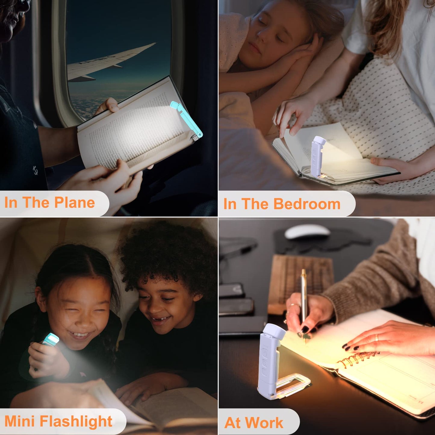 Reading Light, Rechargeable Book Light, with Book Page Holder, 30/60 Min Timer Reading Lamp Clip On, 3 Color Modes & 5 Brightness Dimmable Eye Care for Kids, Reading Lovers at Night in Bed (White)