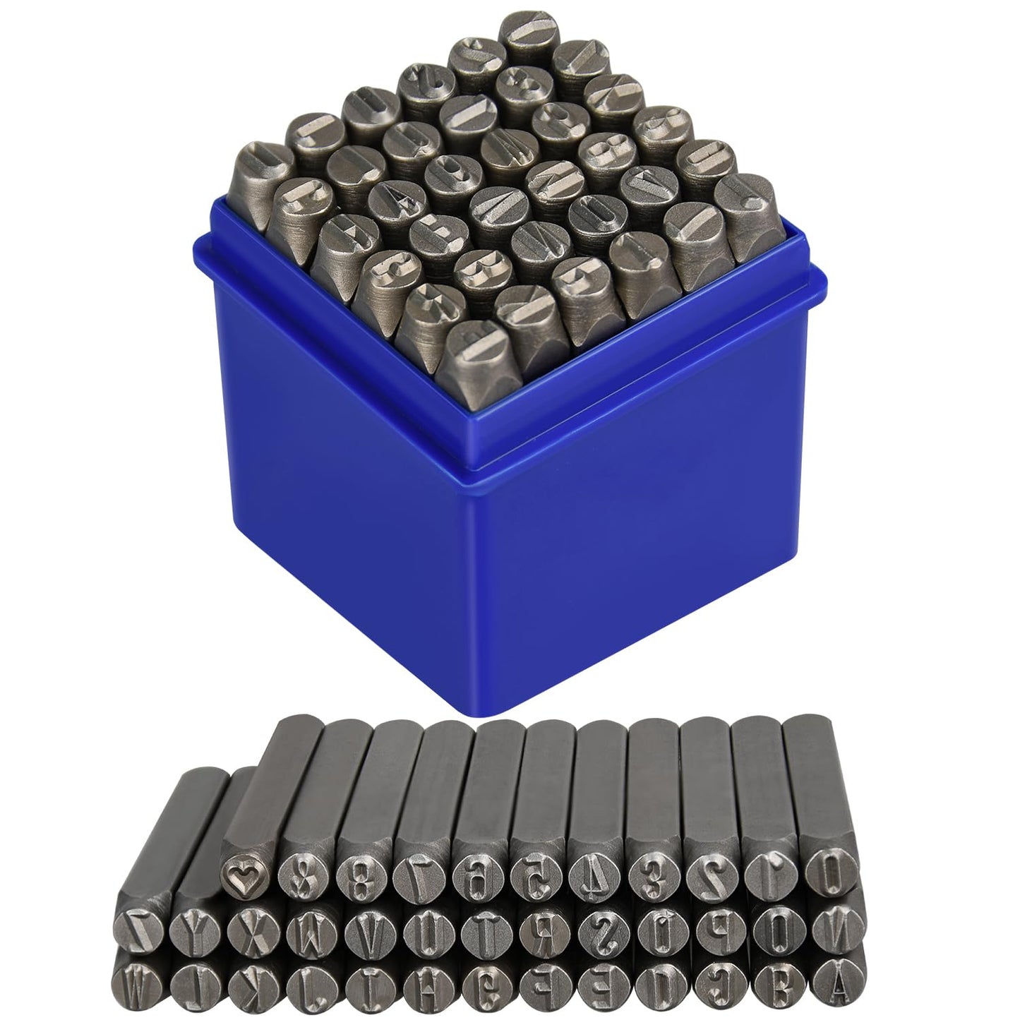 Metal Stamping Kit, 6mm Number and Letter Stamp Set, Include Artistic Font Uppercase, Number Punch and Heart Design Stamp