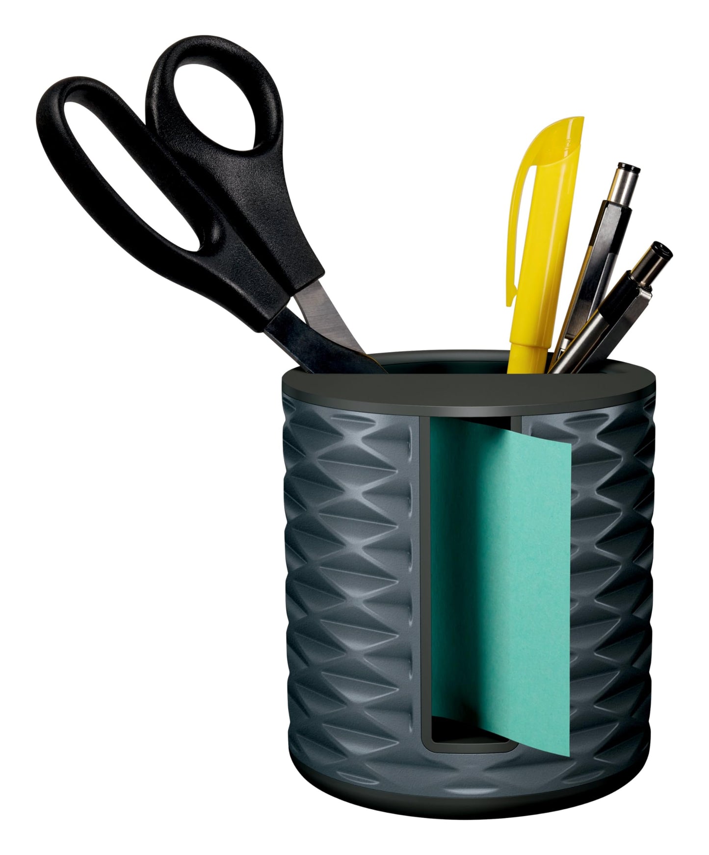 Post-it Note Dispenser, Vertical Design, Pop-Up Notes, Black with Grey Geometric Pattern, 1 Aqua Splash 3 in x 3 in Super Sticky Note Pad