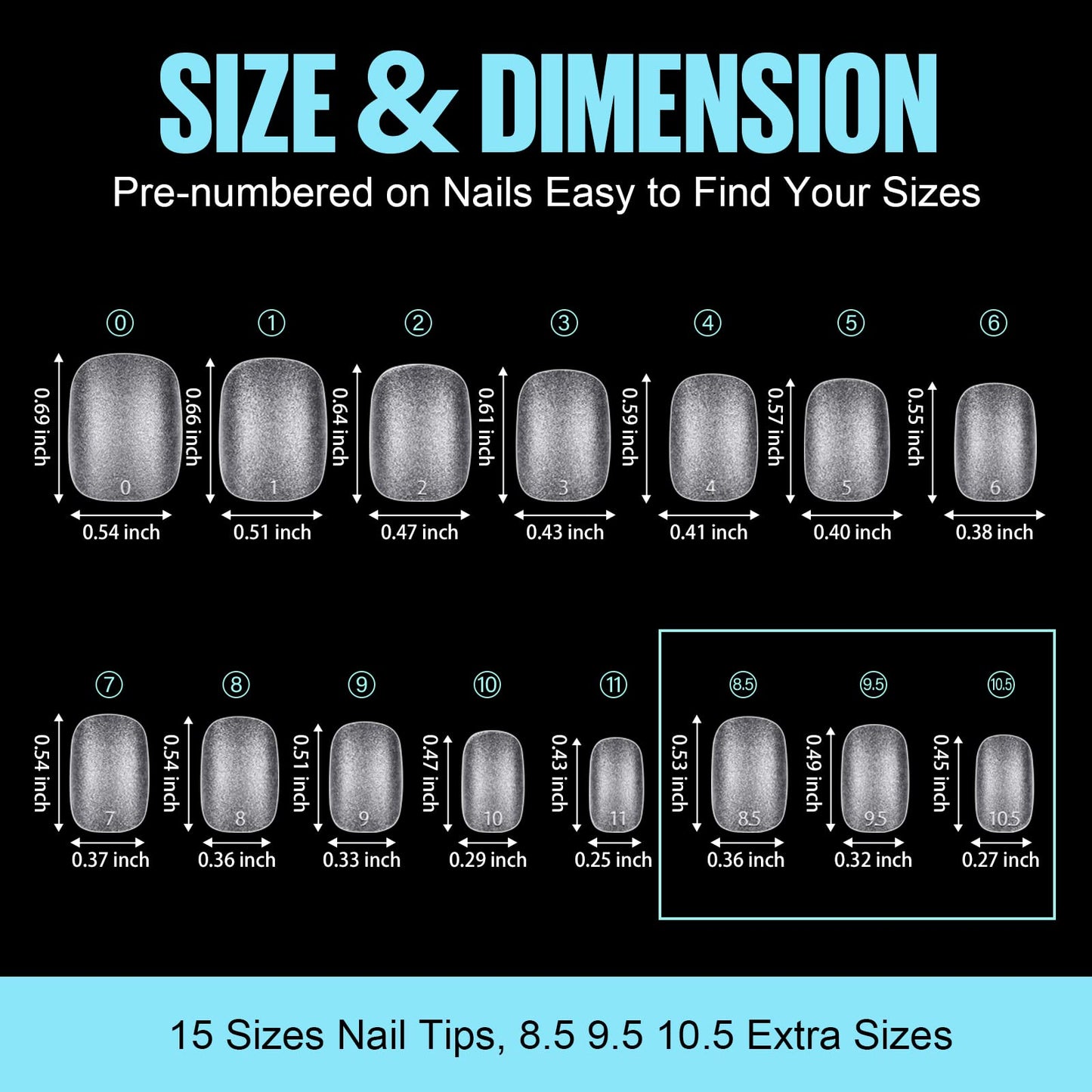 TOMICCA Extra Short Oval Nail Tips - 450Pcs Acrylic Nail Tips, 15 Sizes Fake Gel Tips, Double-sided Matte Full Cover Gel Tips for Nail Extensions