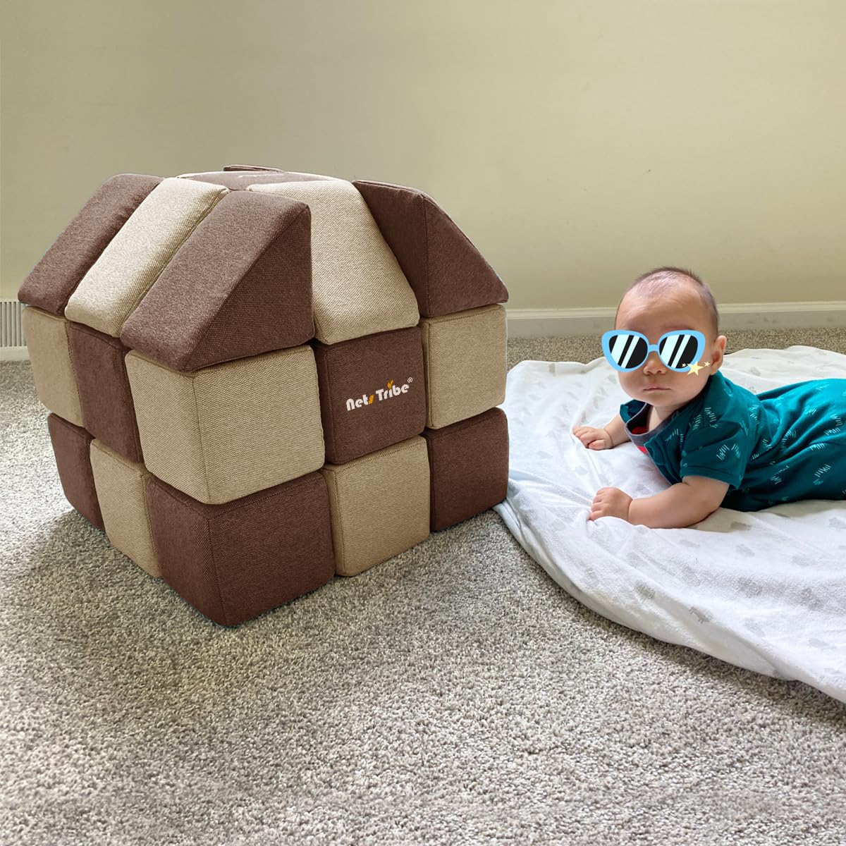 nets Tribe Magnetic Soft Building Blocks for Kids, Magnetic Blocks, Big Blocks, Educational Toys, Incredibly Fun Building Block for Children (Coffee Brown+Light Coffee Brown)