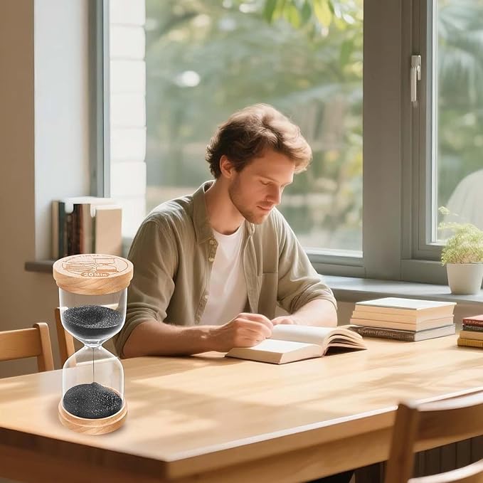 15 Minute Sand Timer Hourglass, Beech Wood Hourglass Sand Clock, Small Black Wooden 15 Min Hour Glass, Sandglass, Reloj De Arena, Classroom, Game, Kitchen, Home, Office, Decorative