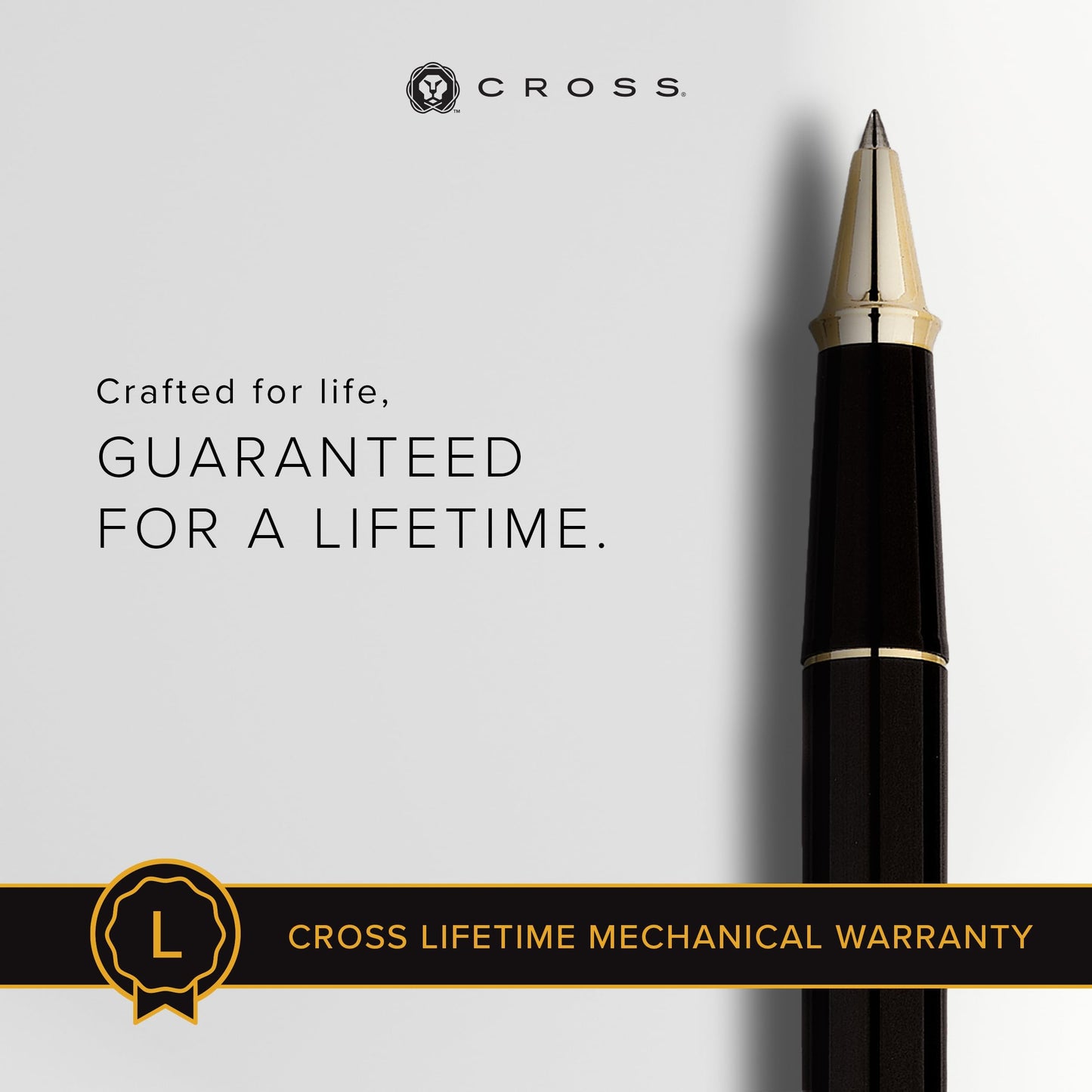 Cross Townsend Classic Black Lacquer Rollerball Pen, Black Ink - Elegant Pen, Black Ink for Effortless Writing - Consistent, Smooth Writing - Large Nib - Reliable & Long-Lasting - Includes Gift Box