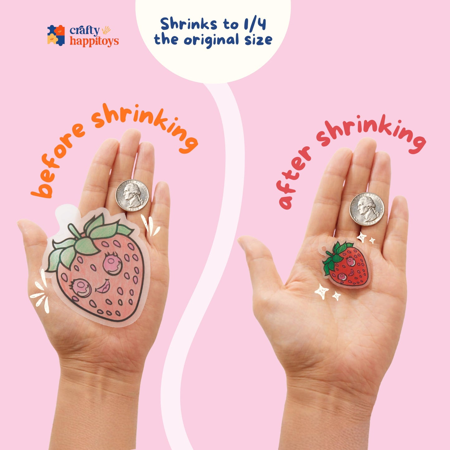 CRAFTY HAPPITOYS Shrink Art Sheets - Craft Kit for Kids - Art and Craft for Kids - Shrink Plastic Sheets with 30 Pre Cut Charms - DIY Jewelry Making - Keychain Activity - Shrinky Kit 70pc