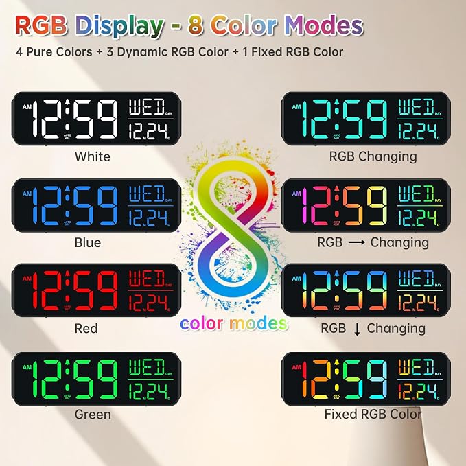 Peakeep Large Display Digital Alarm Clock for Bedroom with Date Day of Week