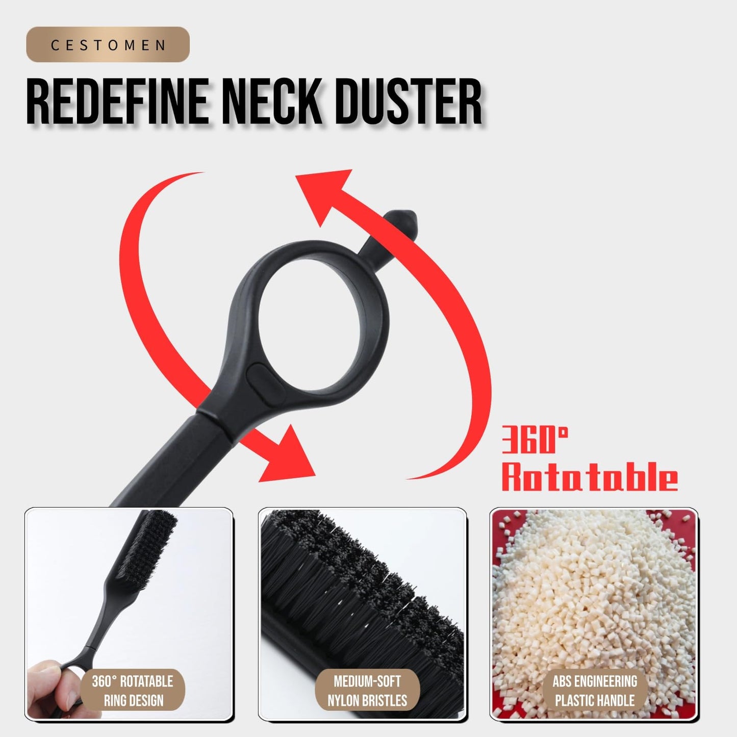 2Pcs 360°Rotatable Ring Barber Clipper Brushes, Nylon Bristles Blade Cleaning Brush Styling Brush Tool for Hair Cutting Barber and Home Use