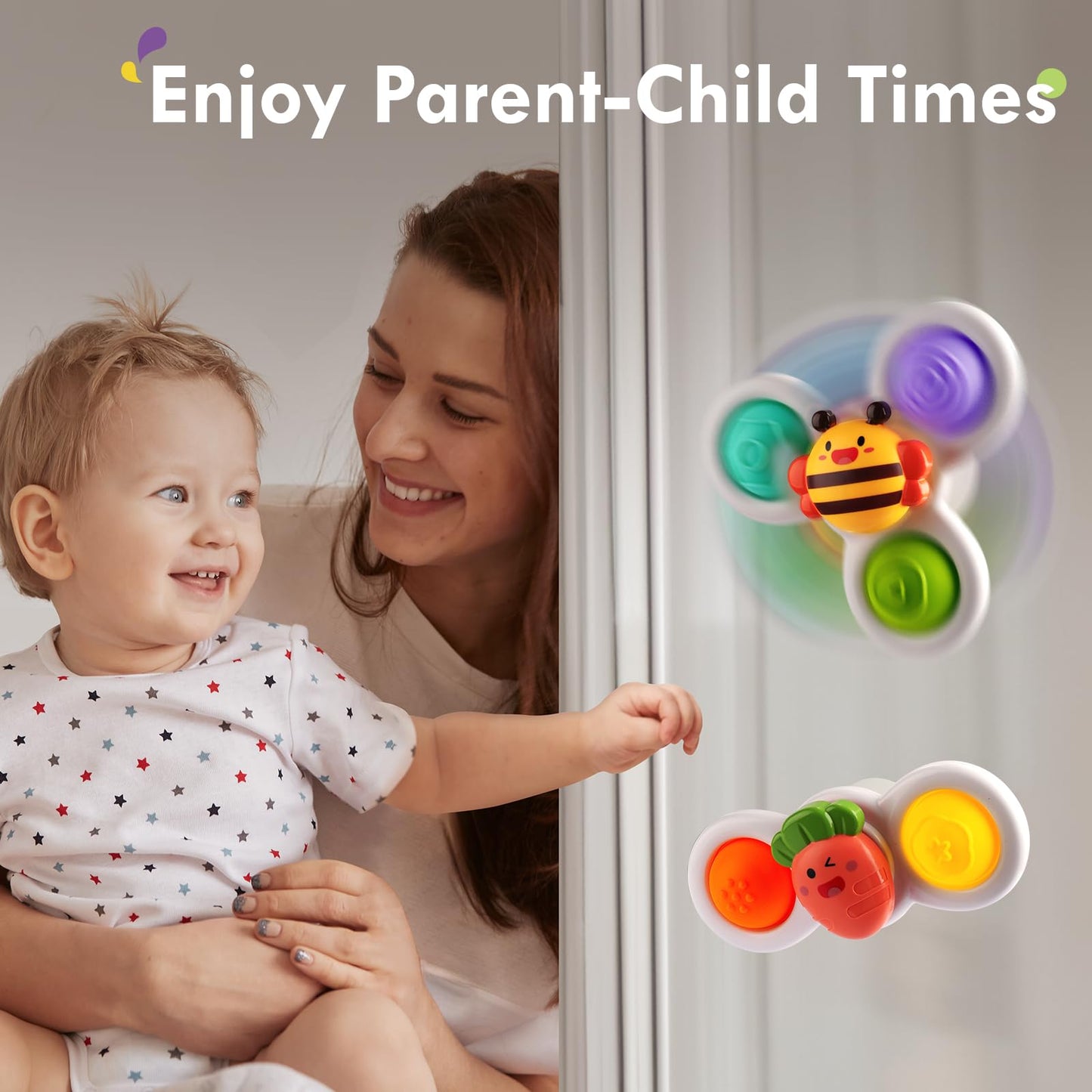 ALASOU 6 PCS Suction Cup Rotating Toys(3 Farm+3 POP) for Infant and Toddlers