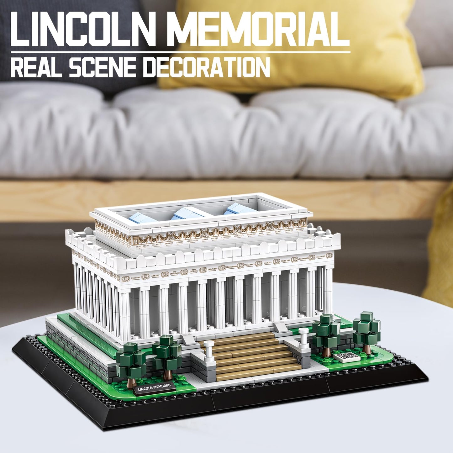 CAXIMSY Lincoln Memorial Building Block Set 979 Pcs Washington DC Architecture Model Kit for Adults & Teens Historic USA Landmark Home Office Desk Decor Display Gift