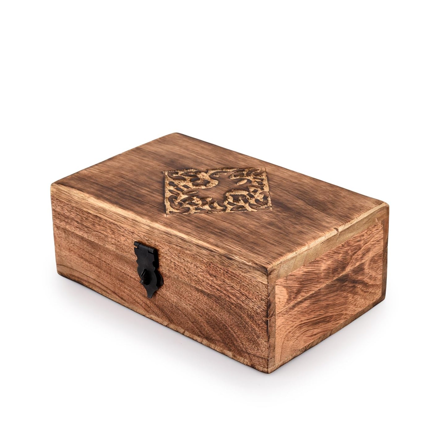 NIRMAN Handmade Wooden Jewellery Trinket Box Keepsake Storage Organizer with Hand Carved Celtic Design