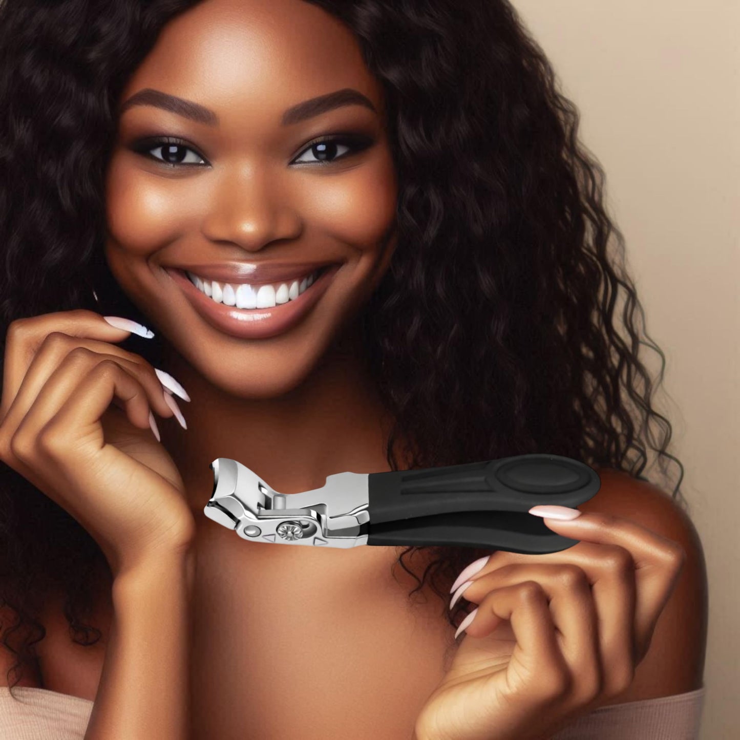 Professional Sapphire Black Angled Nail Clippers for Seniors – 5'' Elegant Thick Toenail Clipper with Nail File, Ultra-Sharp Blades, Nail Catcher, Easy Grip & Safe Home Manicure & Pedicure Care Tool