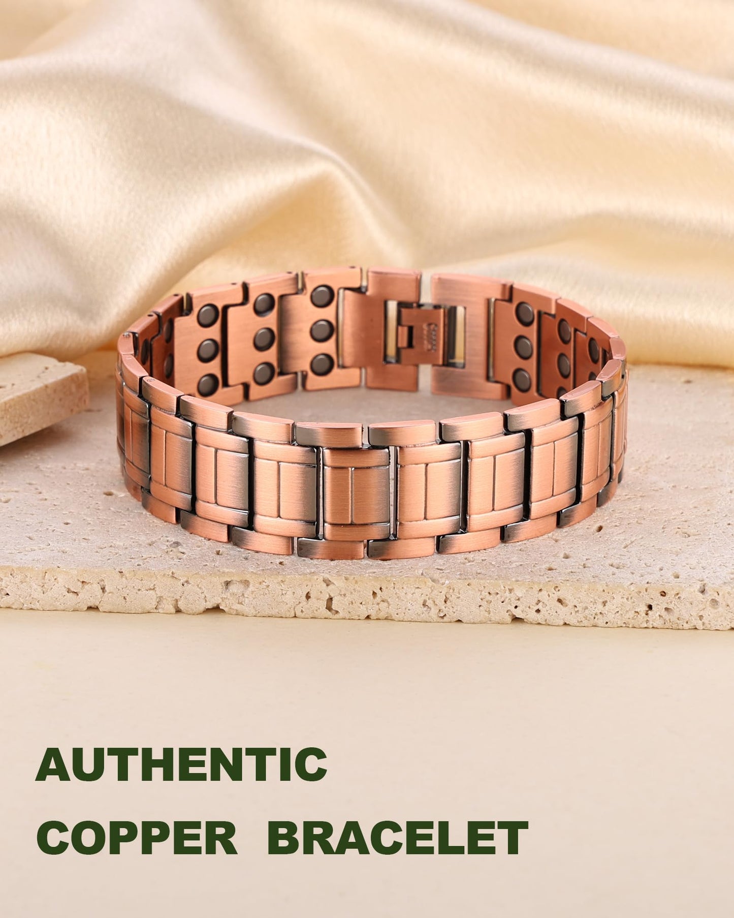 MagEnergy Copper Bracelet for Men, 3X Strength Magnetic Bracelet, 99.99% Pure Copper Jewelry Gift with Sizing Tool