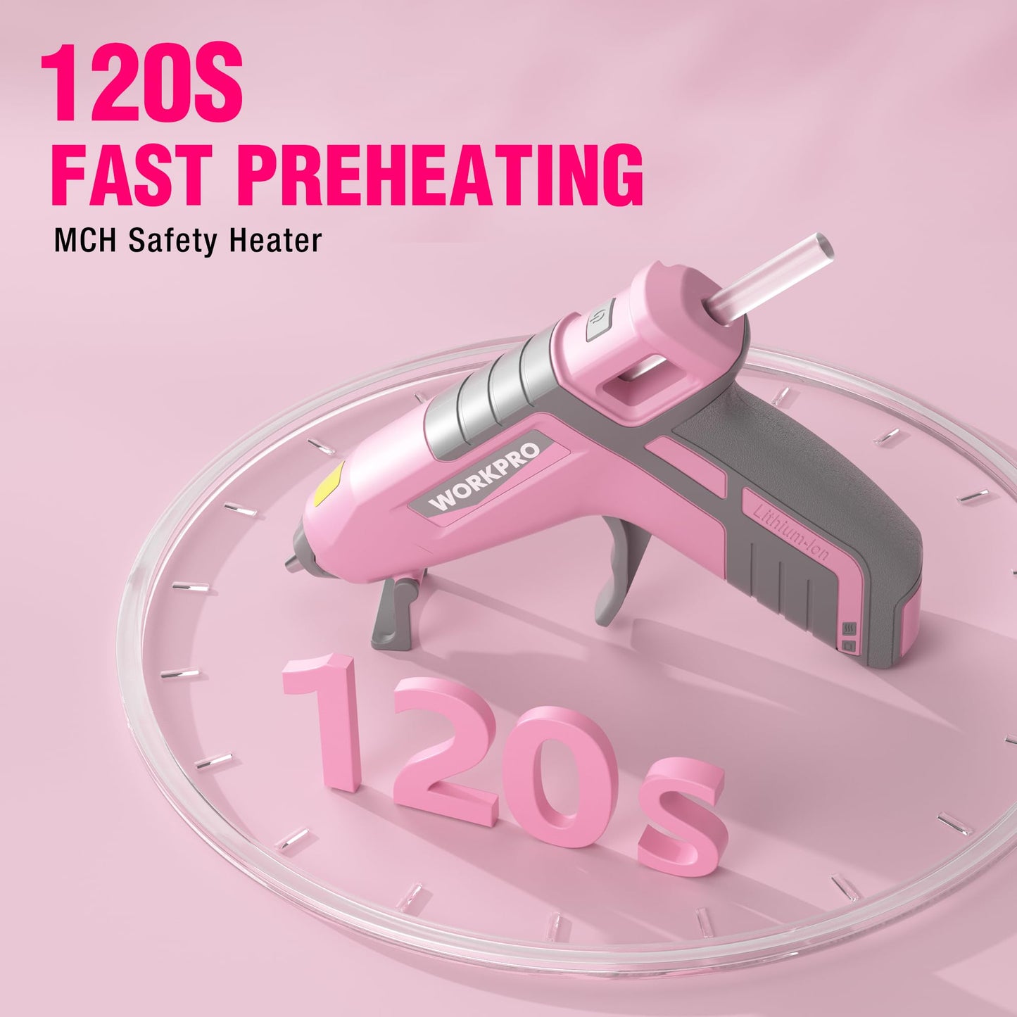 WORKPRO 3.6V Cordless Hot Glue Gun (Upgrade), Fast Preheating, Smart Power-Off, USB-C Rechargeable Glue Gun, Less-drip Hot Glue Gun Kit with 20 Pcs Premium Mini Glue Sticks for DIY, Crafting and Arts