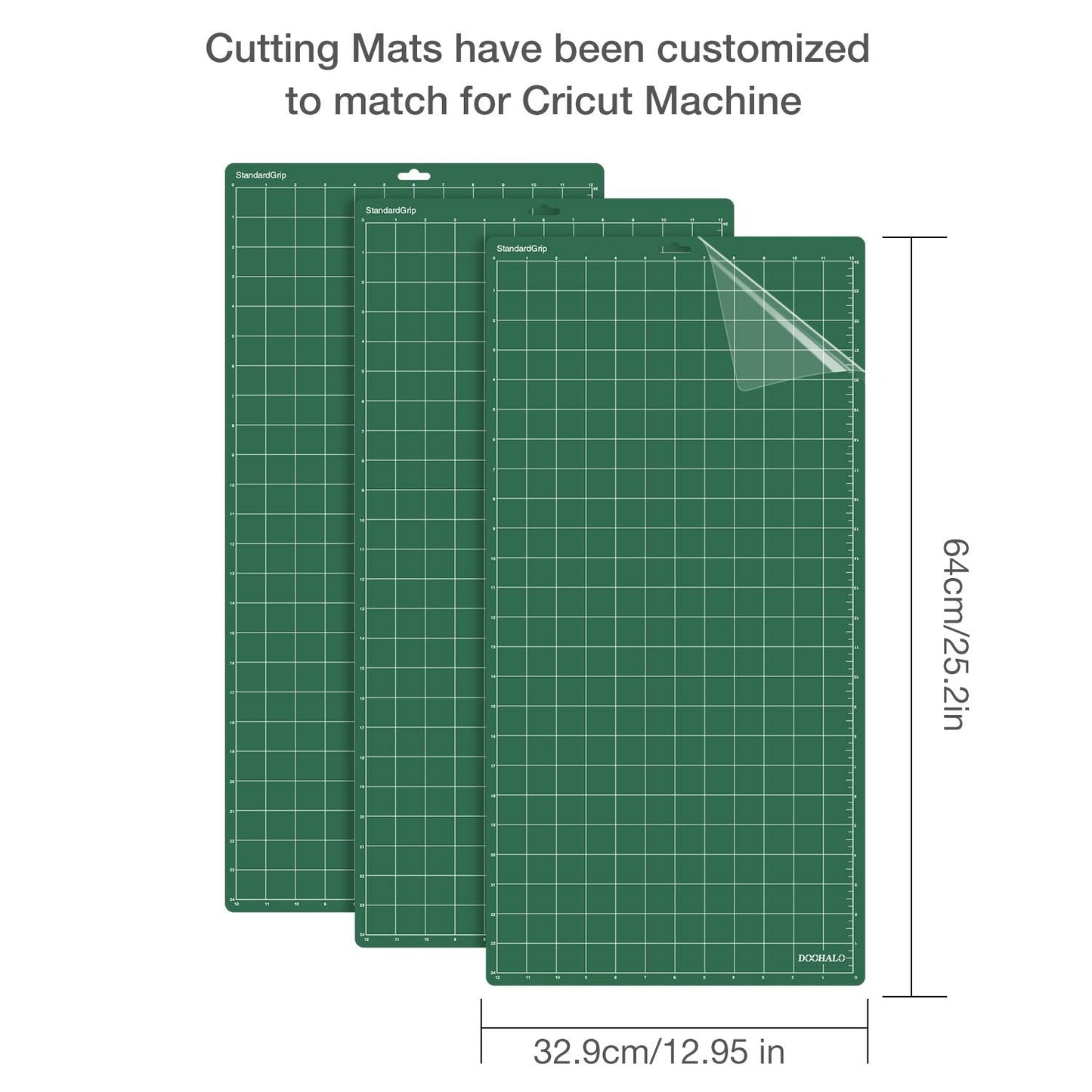 DOOHALO Cutting Mat Compatible with Cricut Explore Air2/One, Maker Smart Cutting Machine Expression 12 X 24 inch 3 Pack Replacement Adhesive Vinyl Mats Green Color Standard Grip Cutting
