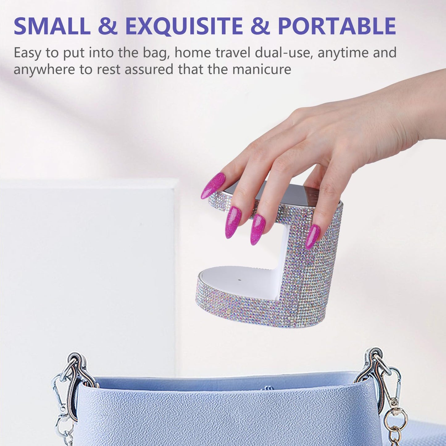 MEKK Cordless Mini UV Light for Gel Nails - 24W Rechargeable Mini UV LED Nail Lamp with Touch Control & Auto Sensor,Small Flash Cure Lamp,4 Timers,Portable Nail Light for Tavel & Home Use-Diamond