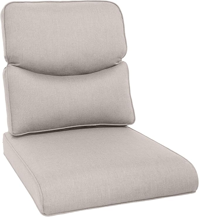 Outdoor Chair Cushion Set, 25 x 22 Deep Seat Cushion, Patio Chair Cushions for Outdoor, Include 1 Seat Cushion and 1 Back Cushion, Beige