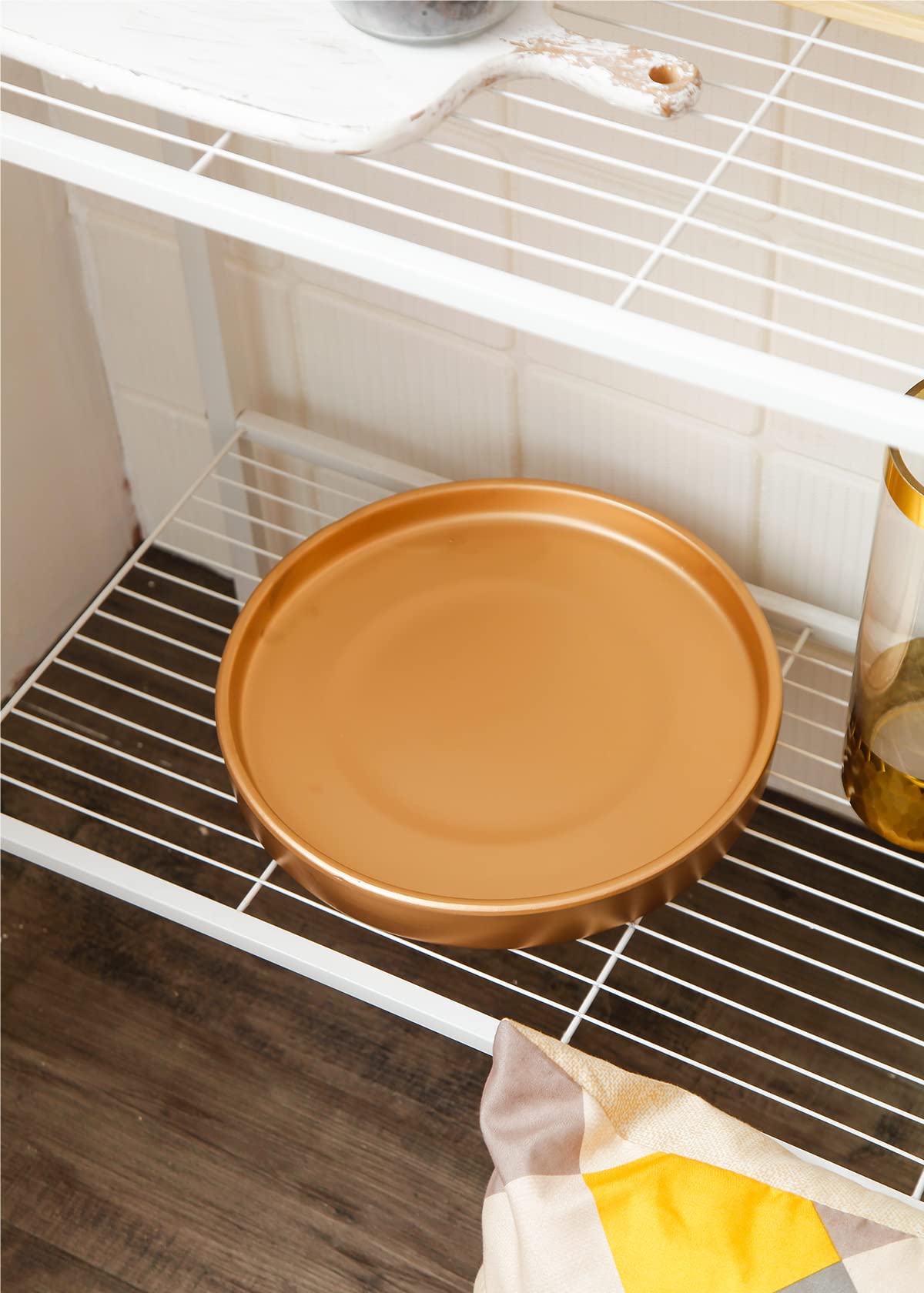 Woiida 12 Inch Ceramic Saucer - Ceramic Drainage Tray for Plant Pot (Matte Gold)