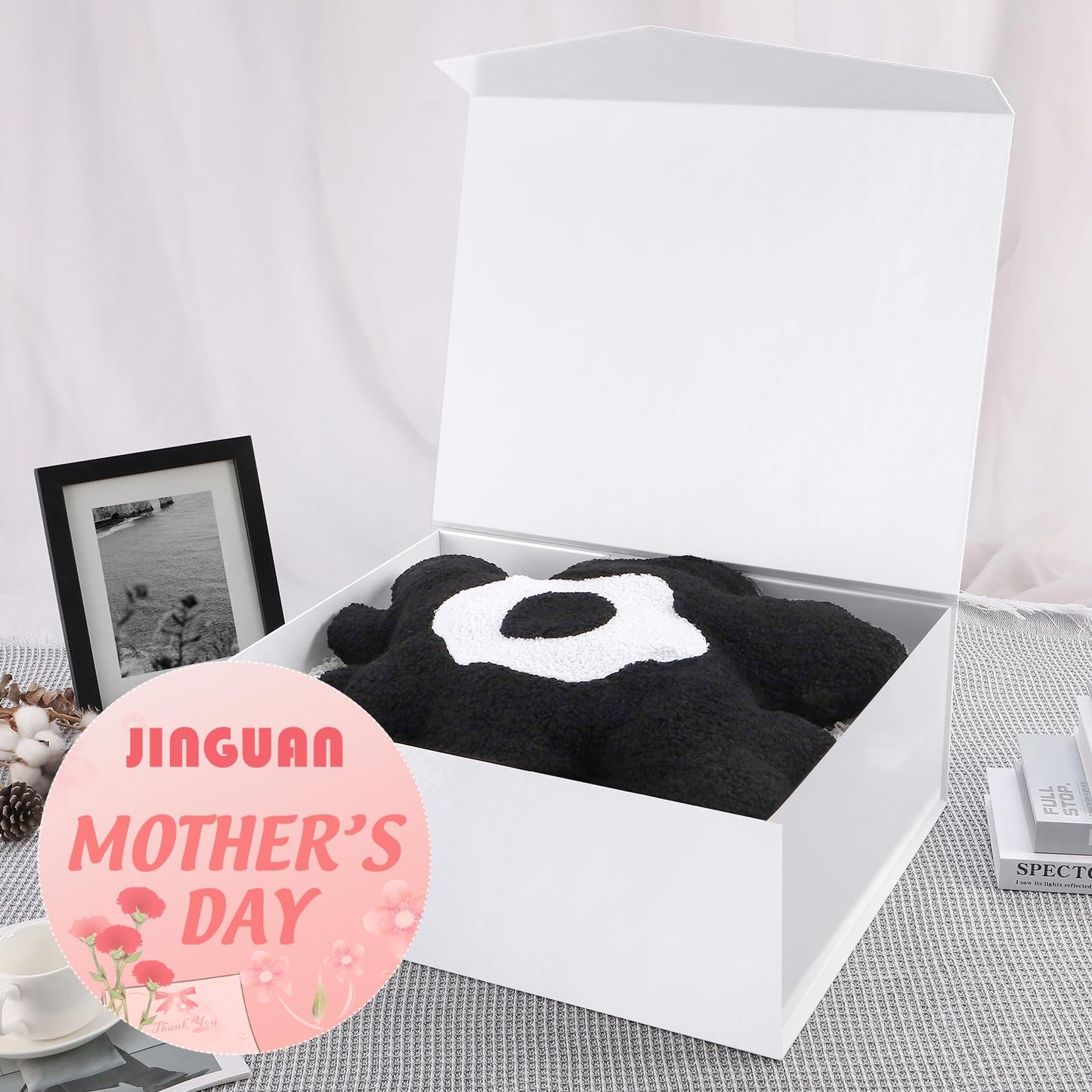 JINGUAN 19.2x15.8x7 Inches, 5 Extra Large Gift Boxes with Lids, Groomsmen Proposal Boxes with Magnetic Closure, Bridesmaid Proposal Boxes, Giant Gift Boxes for Clothes and Large Gifts (Glossy White)