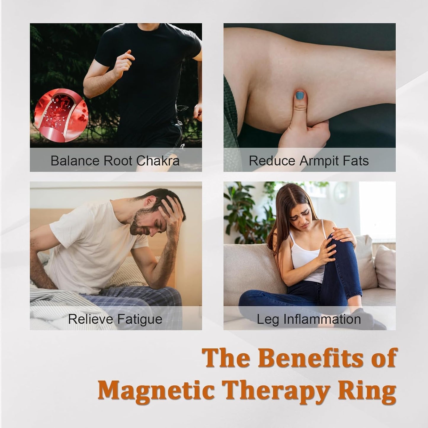 Fashtour Genuine Magnetic Hematite Rings (Set of 3), Black Hematite, for Men & Women, Anxiety Relief, Root Chakra Balance, Absorbs Negative Energies, （Size 12#）