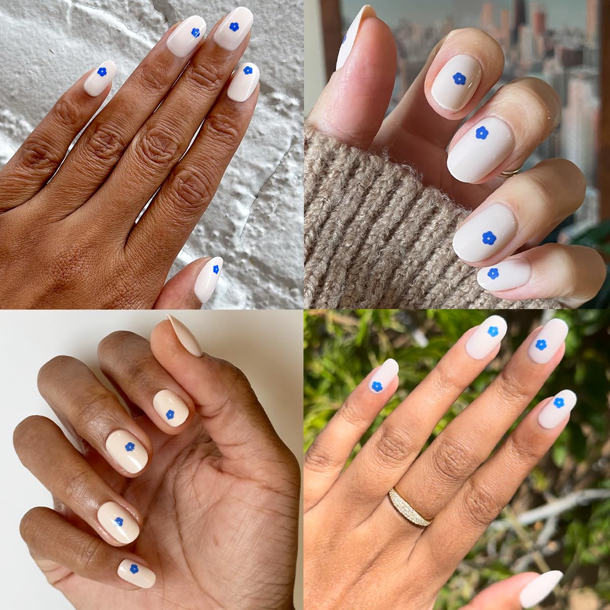 Olive & June Classic Super Stick Mani Press On Nails | No Glue Needed | 32 Tab Nails 16 Sizes | Non-Toxic Tabs Non-Damaging 7-Day Wear | Spring Flowers & Patterns | Short, Round | Mod Flowers