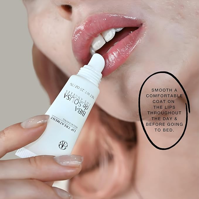 Biba De Sousa The Lip Treatment- Moisturizing Lip Balm with Peptides, Amino Acids & Squalane, Fast Acting Nourishing Balm for Dry, Chapped Lips, Clear & Unscented (0.25 oz)