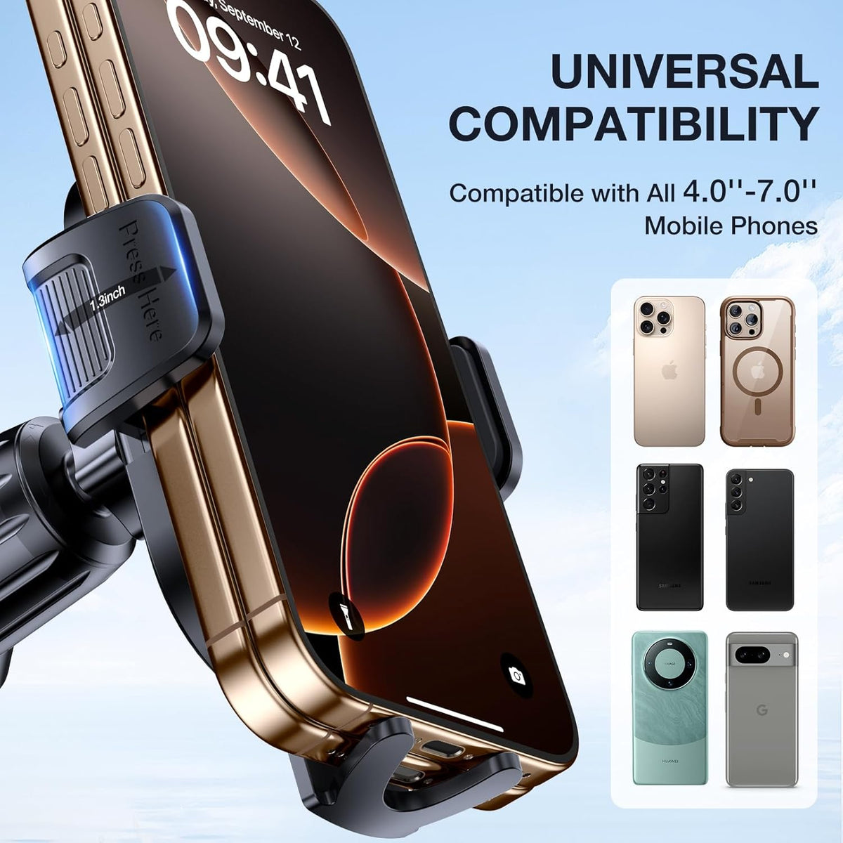 Miracase Phone Holders for Your Car with Metal Hook Clip, Air Vent Cell Phone Stand Car Mount, Universal Automobile Cradle Fit for iPhone Android and All Smartphones, Dark Grey