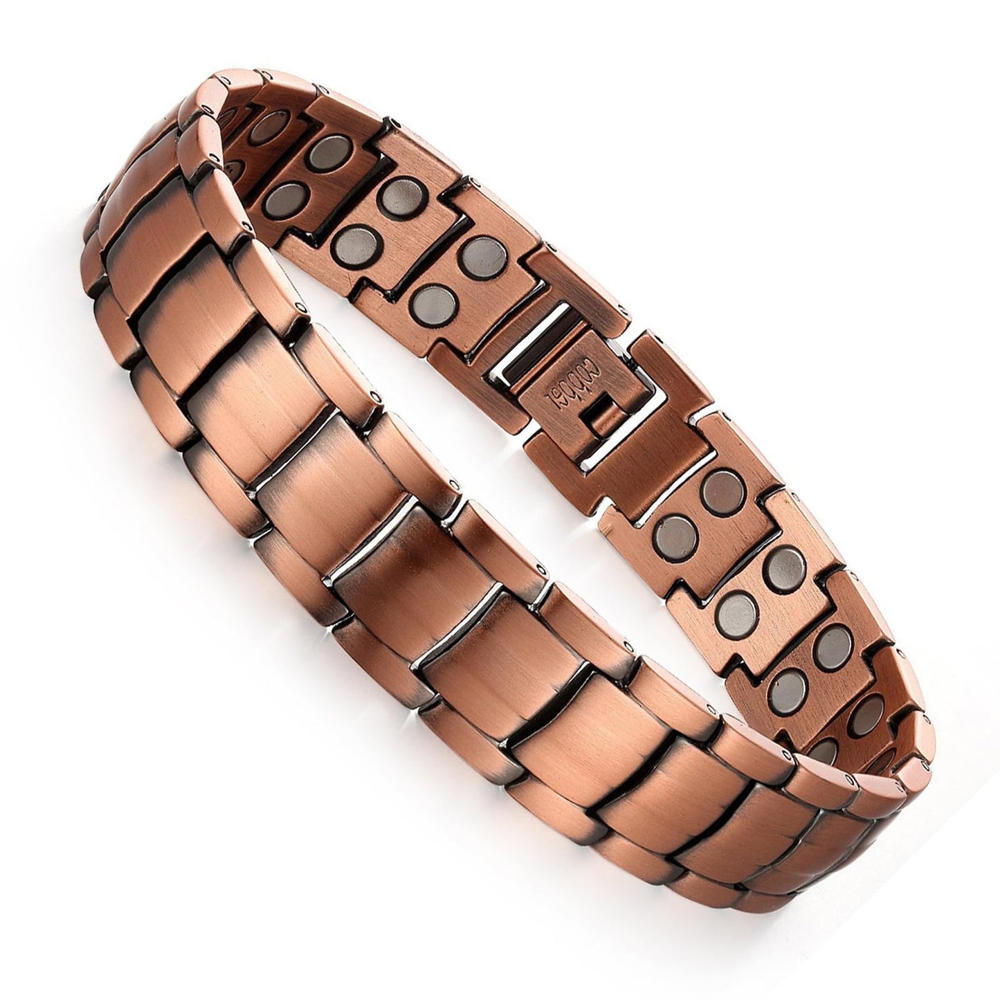 Picalela Magnetic Copper Bracelet for Women & Men (Unisex) – 99% Pure Solid Copper with 46 Magnets, Adjustable Wide-Link Design to Boost Circulation & Alleviate Fatigue (Copper)
