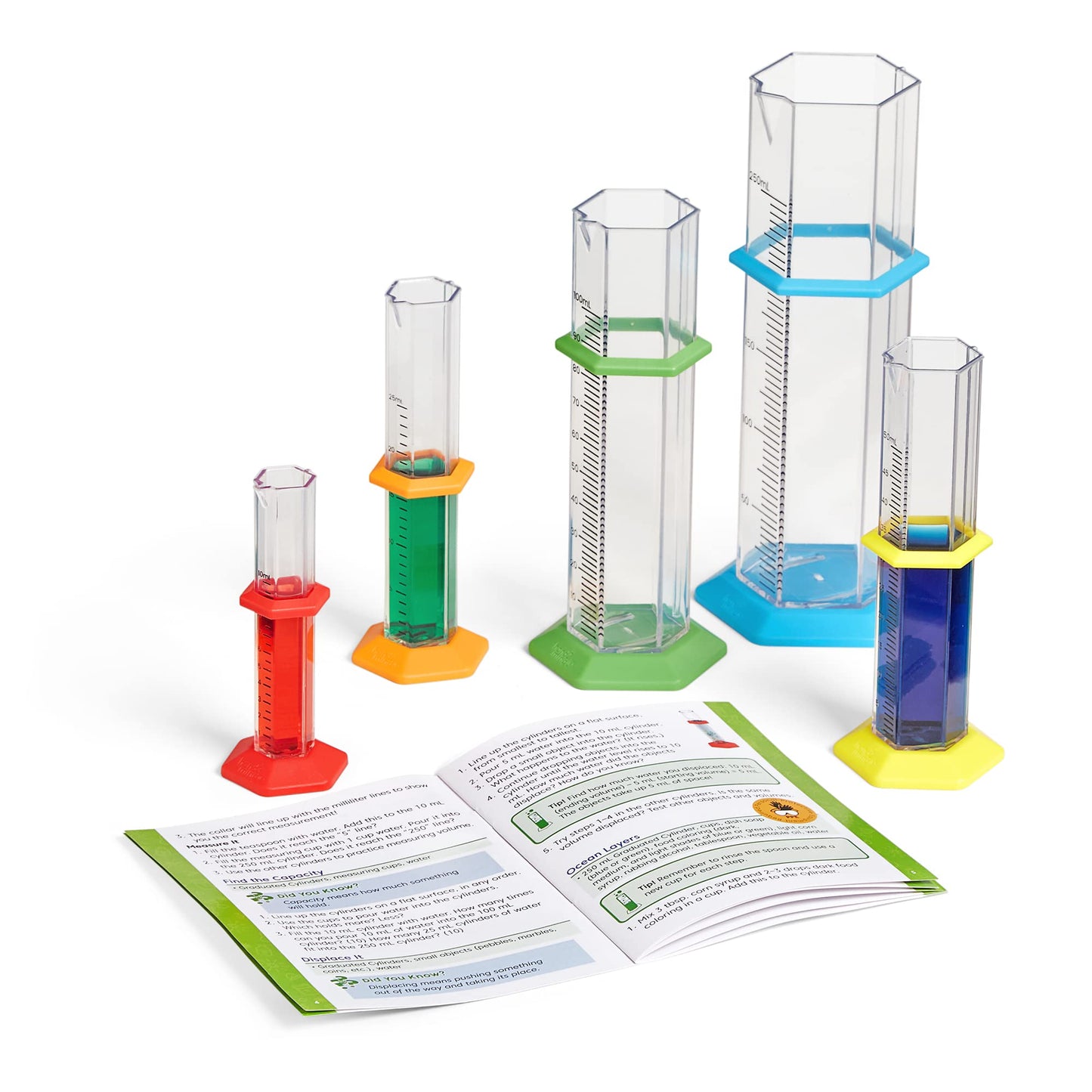 Hand2mind Starter Science Graduated Cylinder Set, Science Lab Equipment for Kids, Measuring Toys, Educational Science Kits, Chemistry Set, Science Supplies for Classroom (Set of 5)