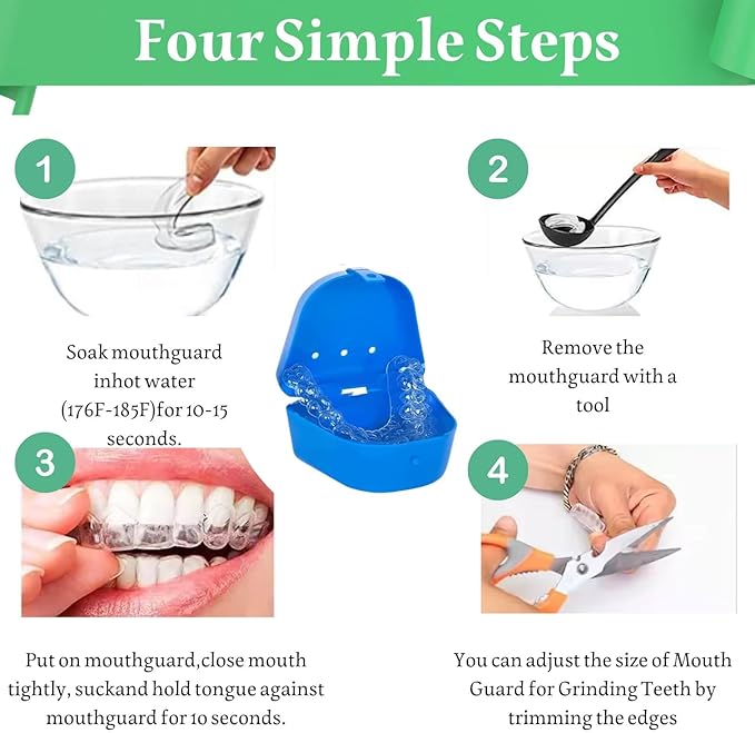Mouth Guard for Clenching Teeth at Night, 4 Pack Night Guards for Teeth Grinding, Reusable Teeth Grinding Mouth Guard, Mouthguards for Grinding of Teeth