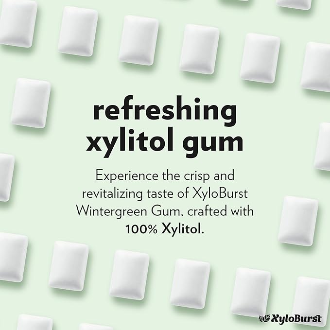 XyloBurst Xylitol Chewing Gum | Sugar Free, Gluten Free, Keto Friendly | Aspartame Free | Wintergreen | 500-Count Bag