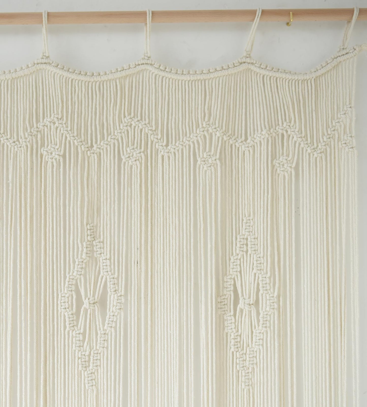 IOWER Macrame Curtain Long Cotton Window Panel Boho Curtains for Bedroom Wedding Backdrop Room Divider Doorway Closet Apartment 35''W x 70''L
