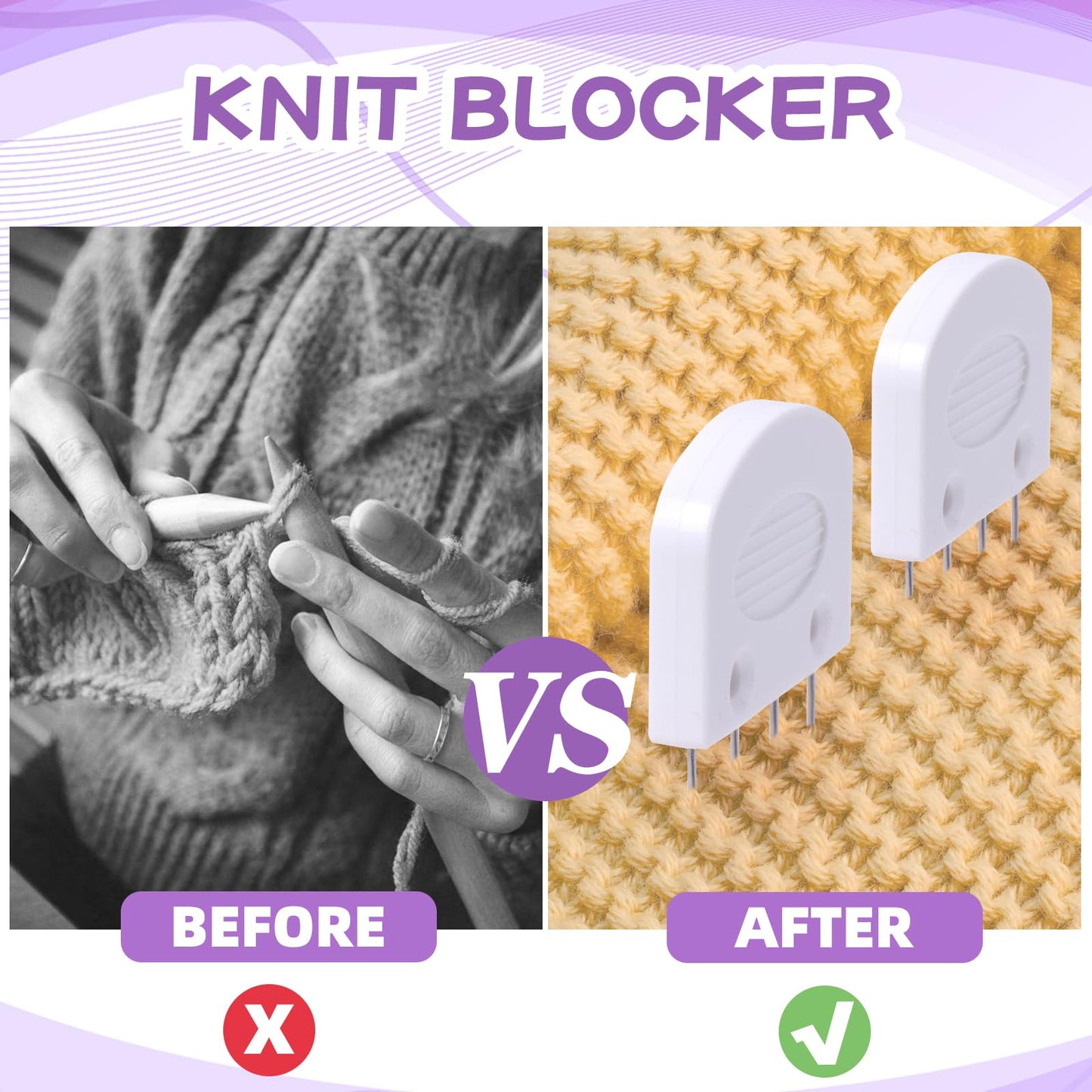 Opstin 20Pcs Knit Blocking Pins Kit, Knit Blockers Pins Kit, Knit Blocking Combs, Blocking Pins for Knitting & Crochet Projects, Knit Blocking Pins for Blocking Mats, Crochet Blocking Pins