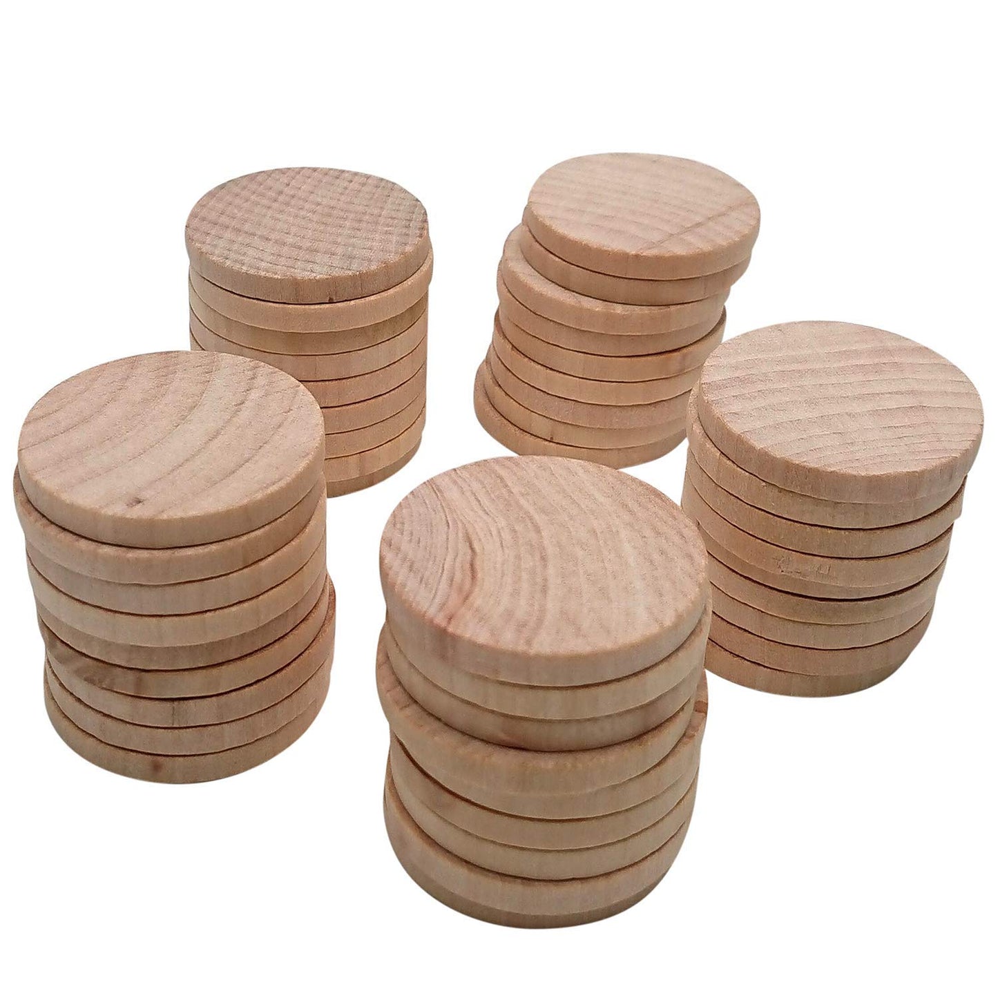 1.5 Inch Natural Wood Slices Unfinished Round Wood Coins for DIY Arts & Crafts Projects, 100 per Pack.