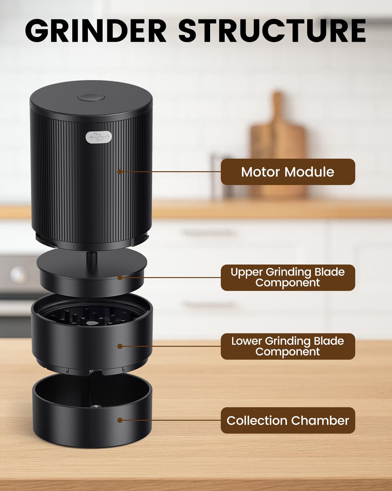 KINGTOP Electric Grinder, Automatic Zinc Alloy Spice Mill, One-Handed Operation, Dual Grind Modes: Flip for Fine or Upright for Coarse
