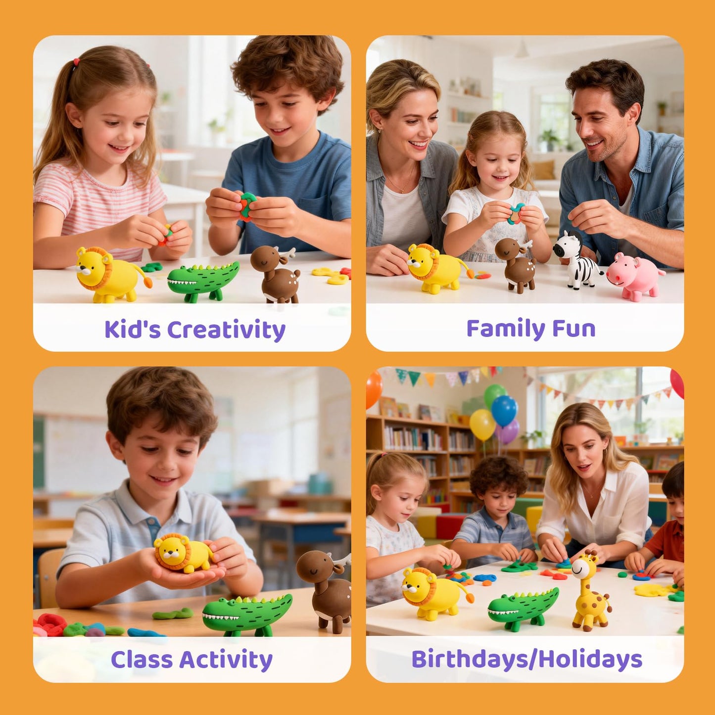 Model Magic Air Dry Clay Kit for Kids - Wild Kingdom 12-Piece Sculpting Set, Ultra Light Soft Non-Sticky Modeling Clay with Tools, Safe Non-Toxic Art Gift for Boys Girls