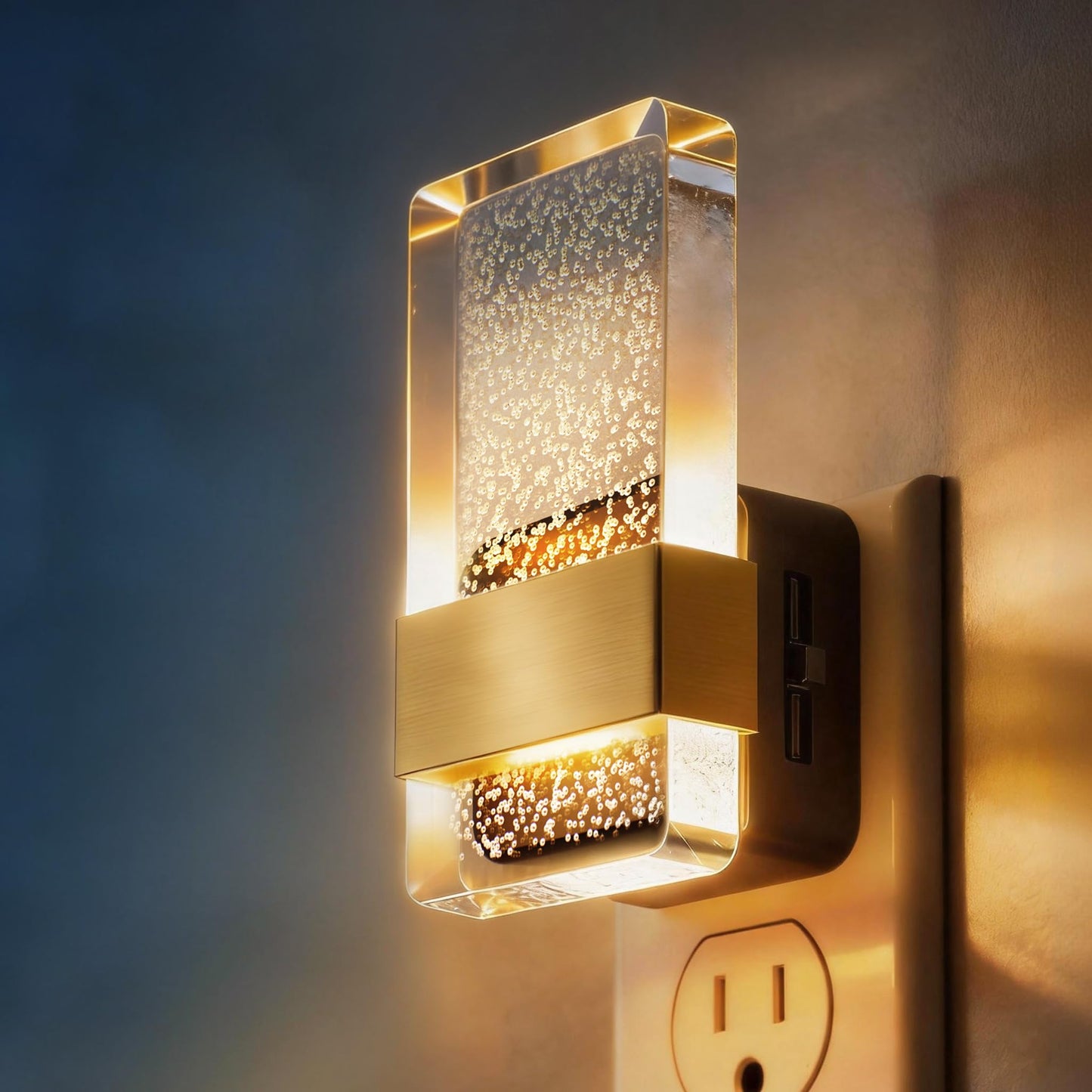 DORESshop LED Night Lights Plug Into Wall, 0-100LM Dimmable Nightlight, Bubble Decorative Night Light with Dusk-to-Dawn Sensor, Wall Sconce-Style Design Nightlights for Bathroom, Hallway,Stairway,Gift
