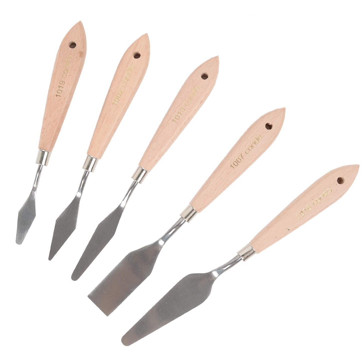 CONDA Palette Knife Set 1 set 10Pcs Palette Knife Painting Wood Handle with Different Shapes and 1 set 5 pcs regular shapes pack