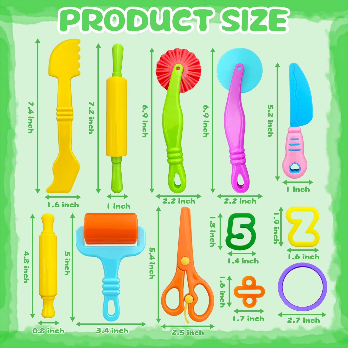 iShyan Dough Tools 55 PCS Dough Play Tools Set for Kids, Plastic Alphabet Numbers Shapes Cutters, Rollers, Scissors