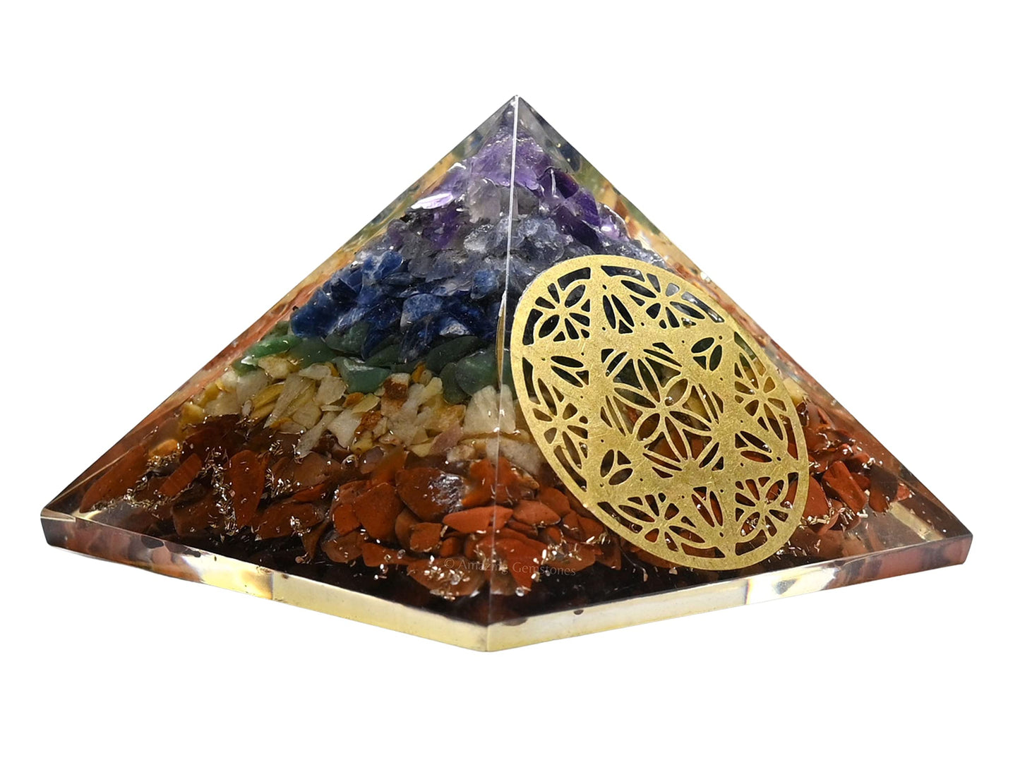 Amazing Gemstone Large Orgone Pyramid | Natural Chakra Pyramid Crystal | Star of David Orgonite Pyramid | Organ Pyramids Positive Energy Healing