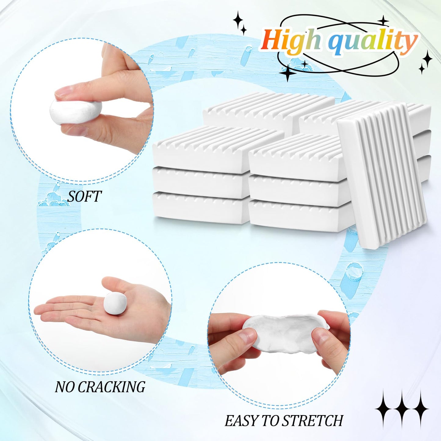 Syhood 60 Pcs 6.6lbs White Reusable and Non Drying Modeling Clay Bulk Plastilina Modeling Clay Gift Set for DIY Sculpting Classroom Arts and Crafts Projects Play