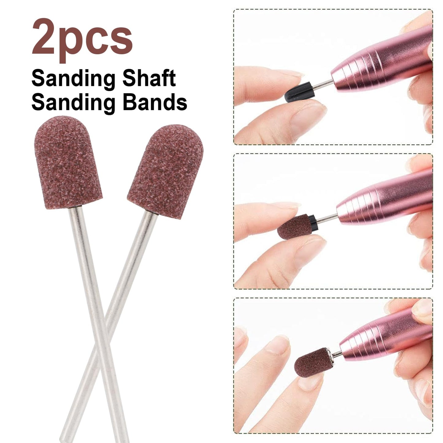 50pcs 180 Grit Sanding Bands, Nail Drill Bits, Mini Sanding Bands for Nail Drill, Includes 2 Sanding Shafts, Nail Sanding Bands, Nail Drill Accessories