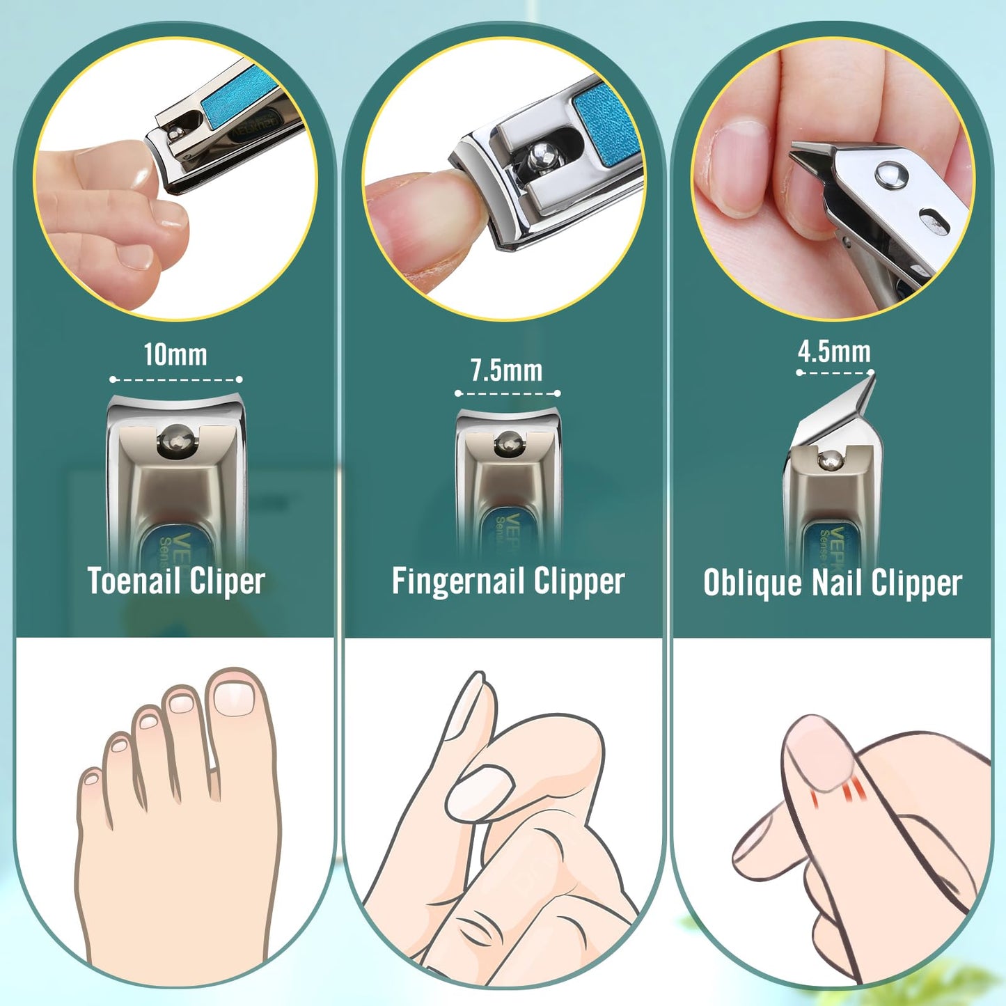 Nail Clippers for Men, Vepkuso Toenail Clippers for Thick Nails and Ultra Sharp Fingernail Clippers for Women, 4 in 1 Nail Clippers Cutter for Seinors, Gift Ideas