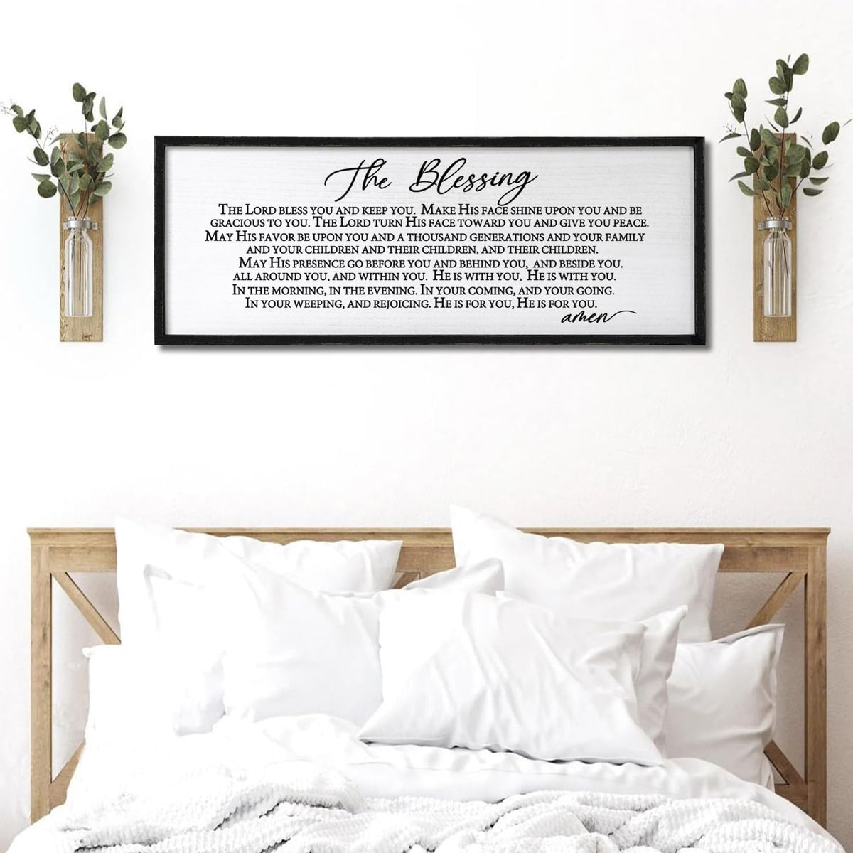 The Blessing Christian Song Lyrics Wall Decor Art 24"X10" Quote Christian Bible Verse Religious Scripture Wall Sign (Black)