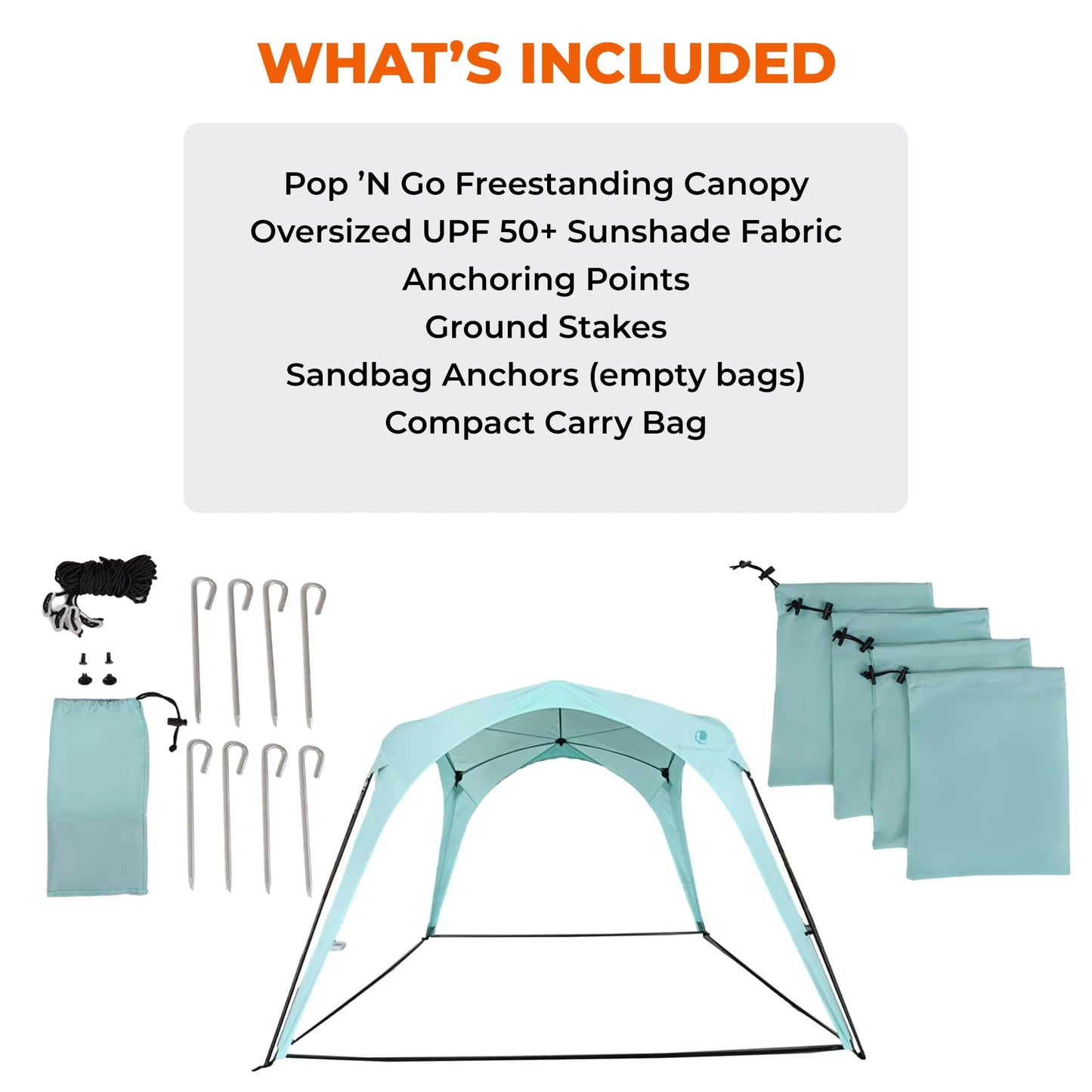 Pop ’N Go® Beach Canopy – Windproof, Beach Tent with Quick Setup, UV Shade, Lightweight & Portable Design – Perfect for Beach Days, Outdoor Play, Camping & Family Adventures (Sweet Mint)