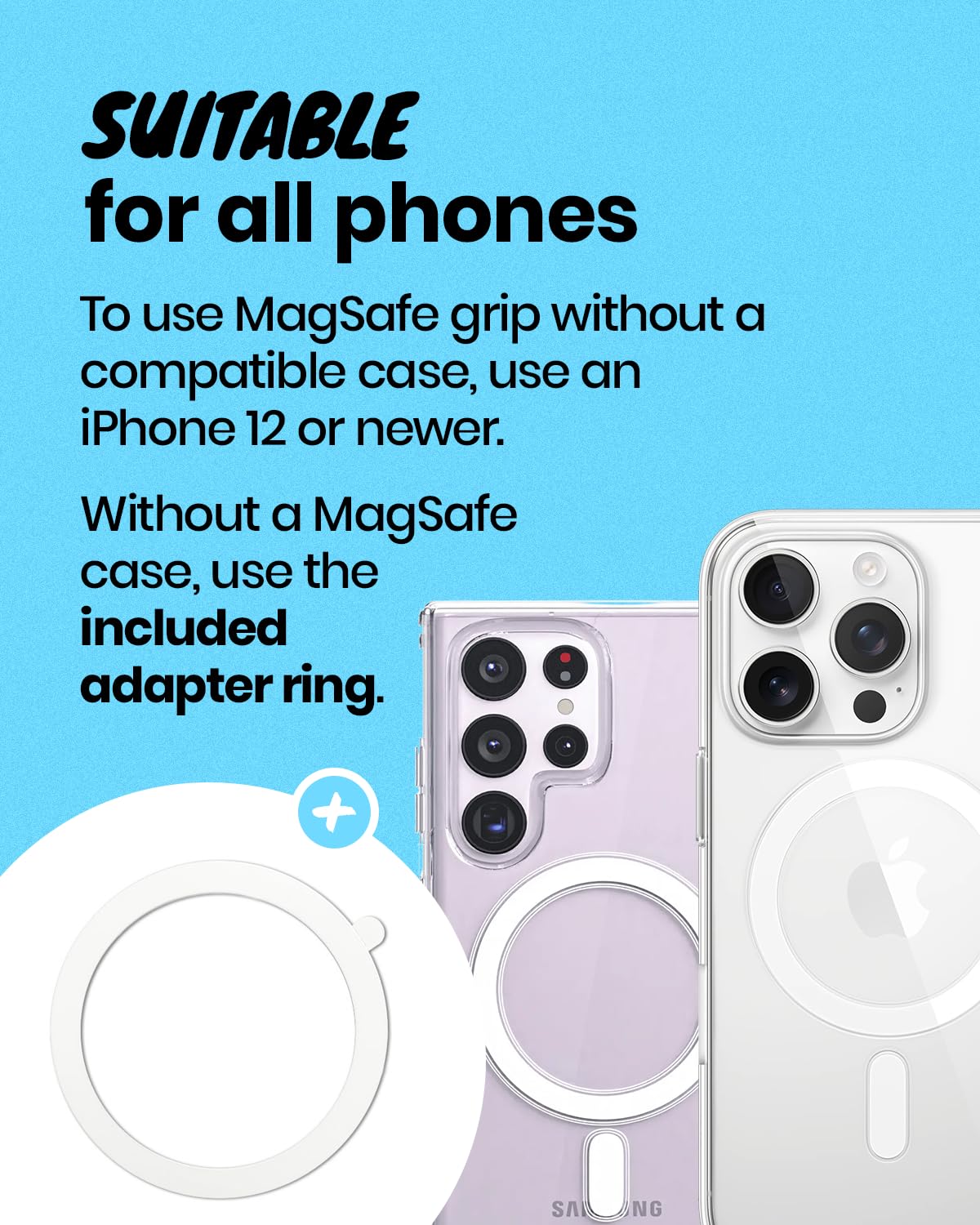 OnTheGrip Cute Transparent Daisy Flower Shape Design Mobile Phone Grip Compatible with Magsafe Multi Functional Collapsible Stand Holder for Smartphone Tablet Cell Phone Accessory (Yellow)
