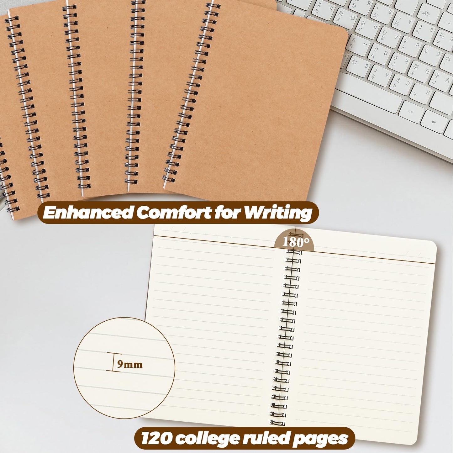 LISHINE 48 Pack Spiral Notebook A5, 120 Pages/600 Sheets, 8.1"x 5.7" Spiral Journal Notebook Small Hardcover Ruled Lined Spiral Notebook for Work, Writing, School Supplies