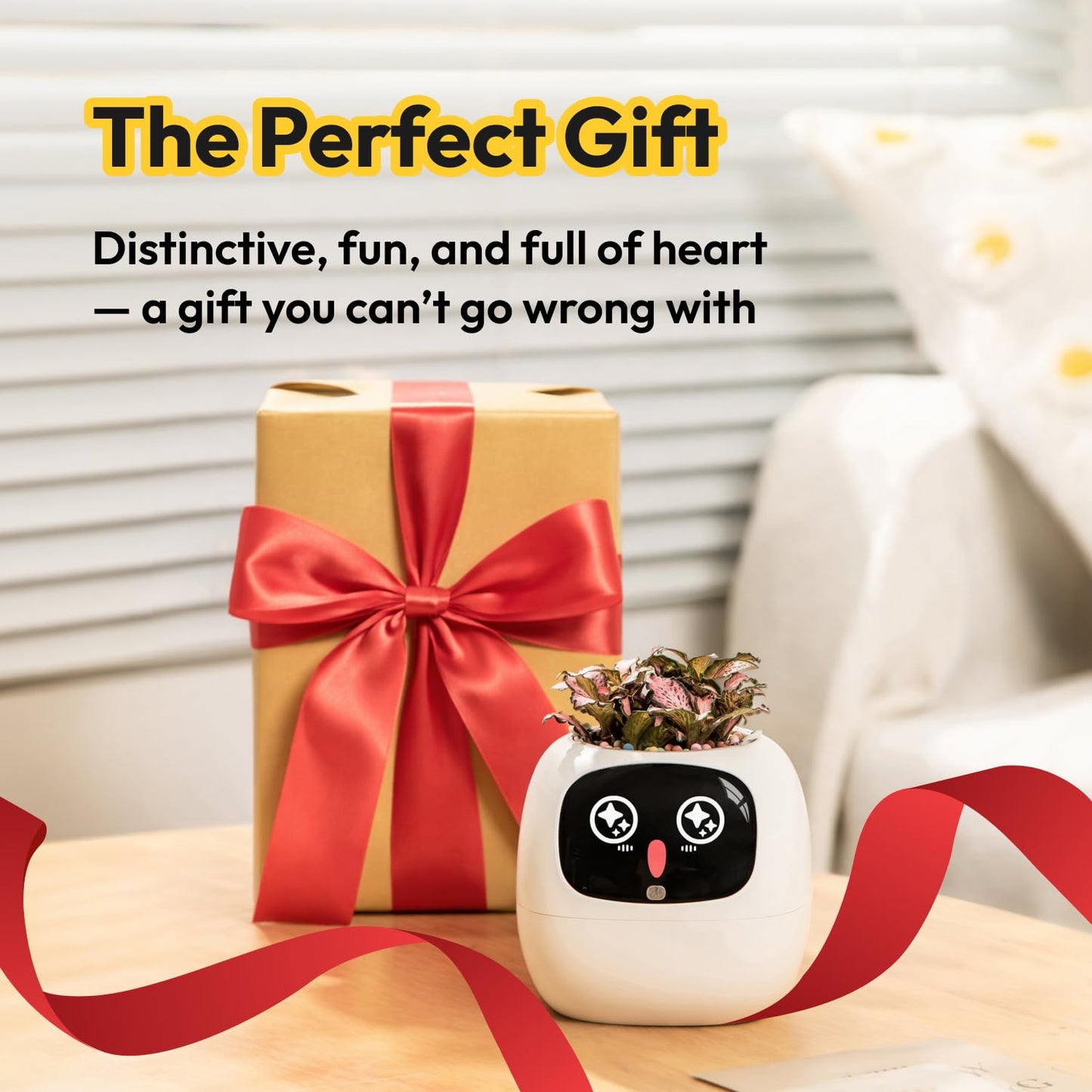PLANTSIO Ivy Interactive AI Desk Companion, Smart Plant Pet with 100+ Expressions, Cute Indoor Planter for Office Decor, Unique Gift for Plant Lovers & Coworkers(Blush)